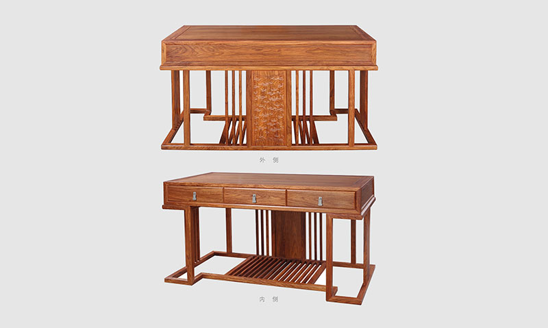 通辽 别墅中式家居书房装修实木书桌效果图